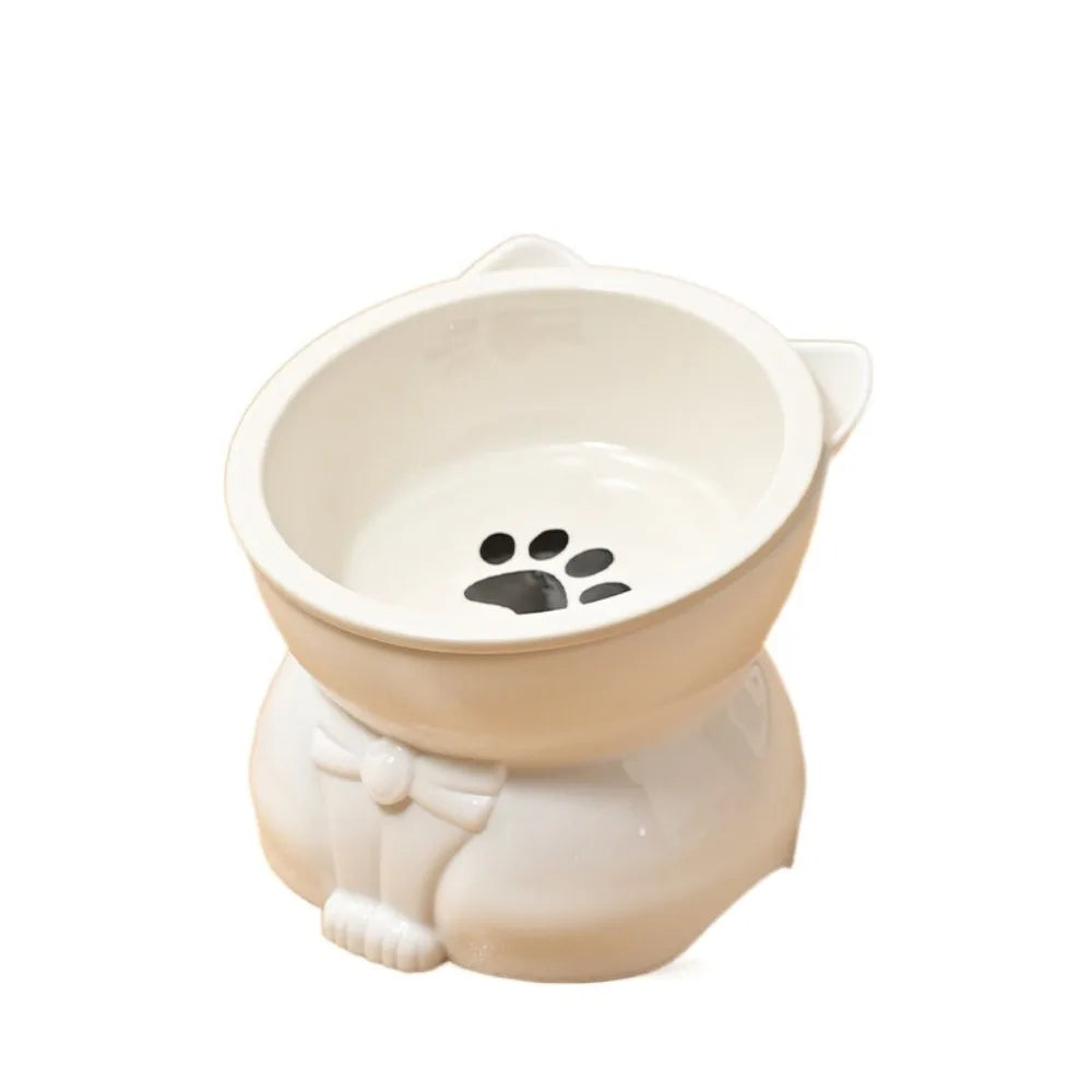 Ciotola in ceramica per gatti e cani, design inclinato antiscivolo