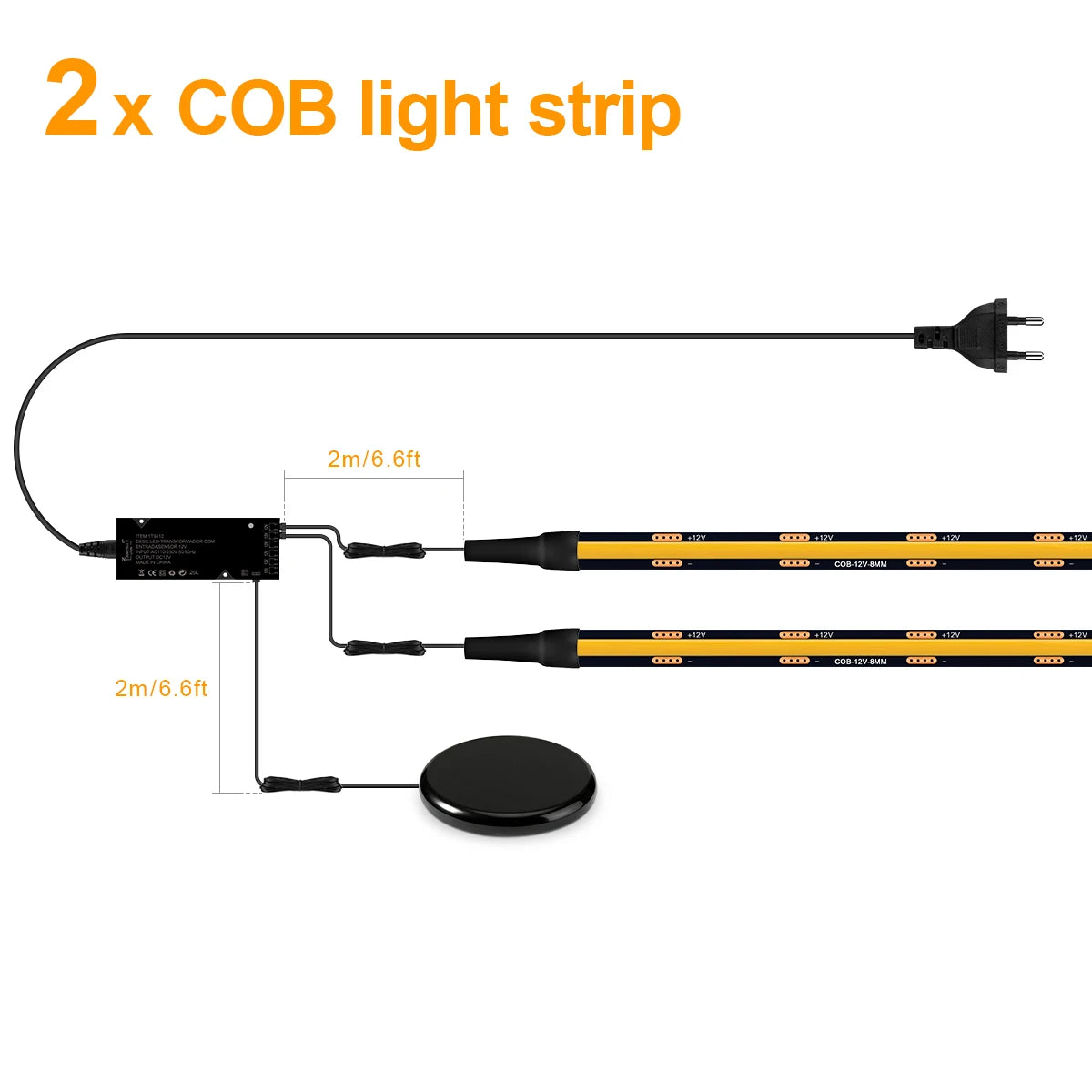 Striscia LED dimmerabile touch nera PCB COB per pannelli in legno e vetro