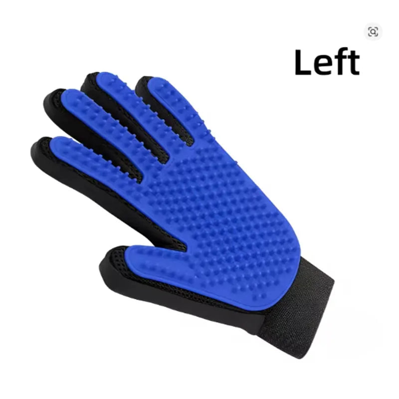 Guanto Spazzola Silicone Rimozione Peli e Massaggio per Cani e Gatti – Blu/Rosso