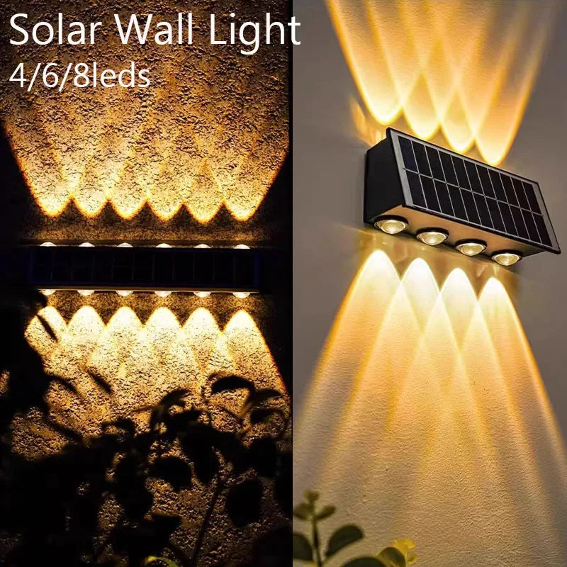 Lampada da Parete Solare 4/6/8 LED Waterproof IP67 per Giardino e Cortile
