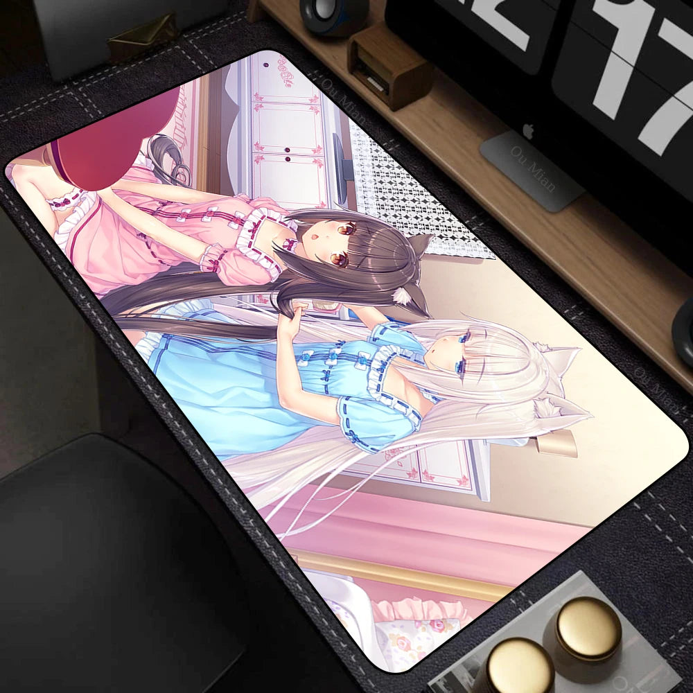 XXL Home HD Computer Desk Mats Mouse Pad Nekopara Mousepad Carpet Gamer Office Laptop Soft Mouse Mat Desktop Mouse Mats 90x40cm