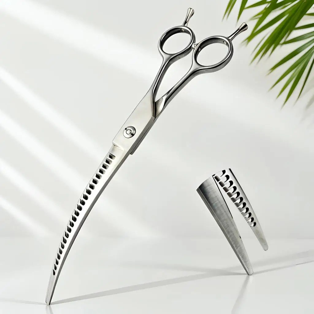 Wingsbro 8 Inch Dog Curved Drooming Scissors, New Style Pet Curved Thinning Scissors Curved Shark Scissors For Dog Hair Trimming