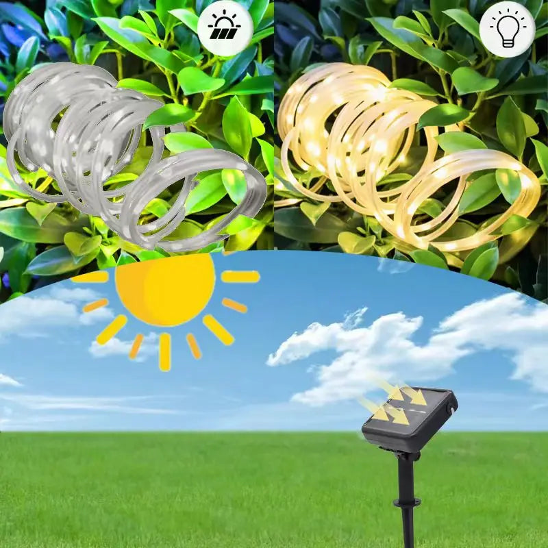 Filo LED Solare da Giardino, impermeabile, 32 m/22 m/12 m/7 m – luce natalizia