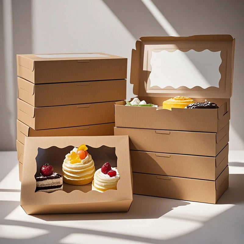5/10/20pcs Cake Bakery Box With Window Candy Cookie Dessert Donut Box for Wedding Birthday Party Supplies Christmas Gift Packing