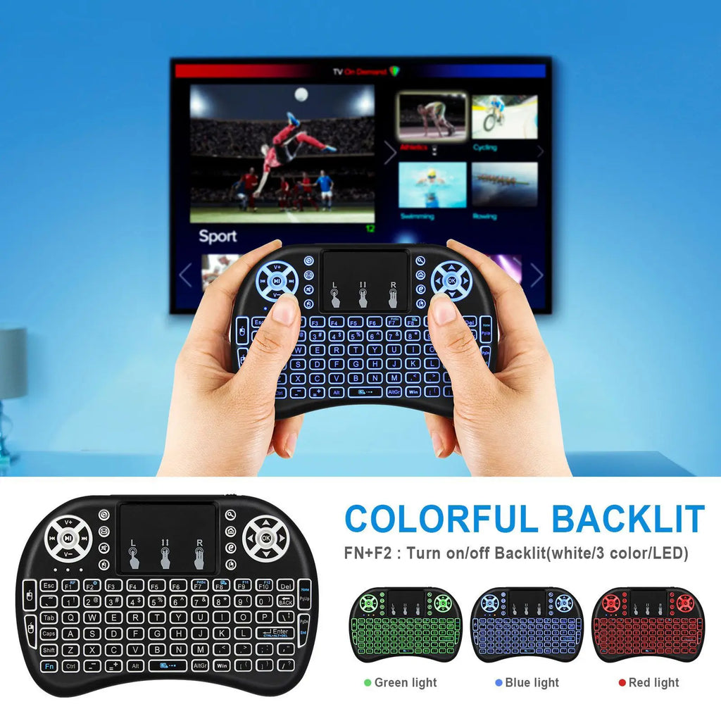 Tastiera mini wireless retroilluminata con touchpad e supporto multilingua