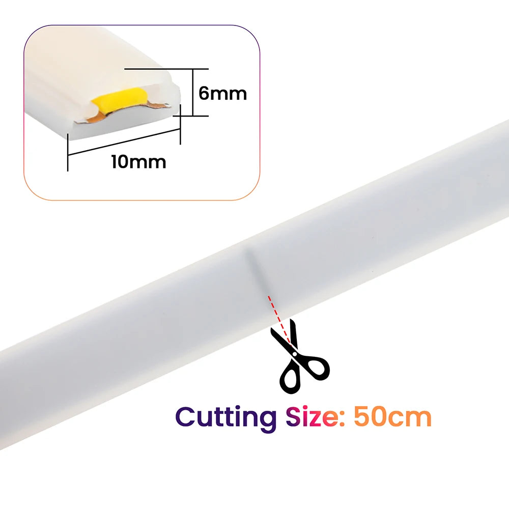 Striscia LED Neon COB dimmer 220 V, 3000‑6000 K, impermeabile, da 0,5 a 30 m