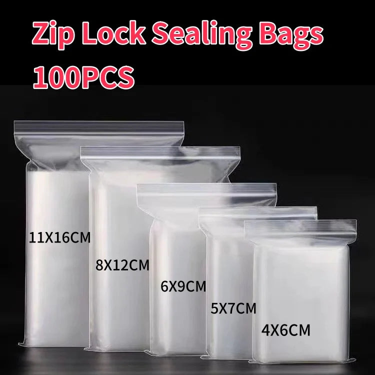 Sacchetti ziplock trasparenti riutilizzabili 12 µm – 100 pezzi