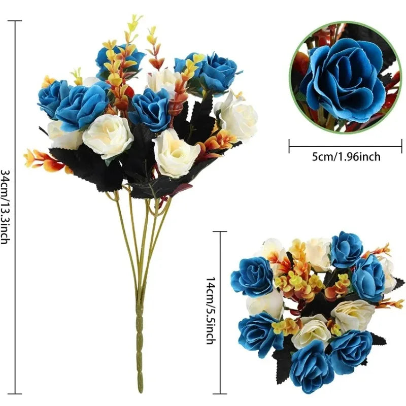 Mazzo Rose Artificiali Finte con Steli - Decorazione Casa Matrimonio Natale