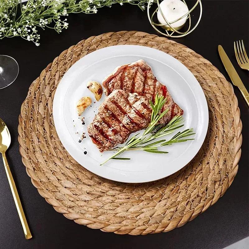 Handwoven Rattan Placemats - Heat Resistant Natural Table Mats for Dining, Kitchen, Wedding & Home Decor, Eco-Friendly Woven