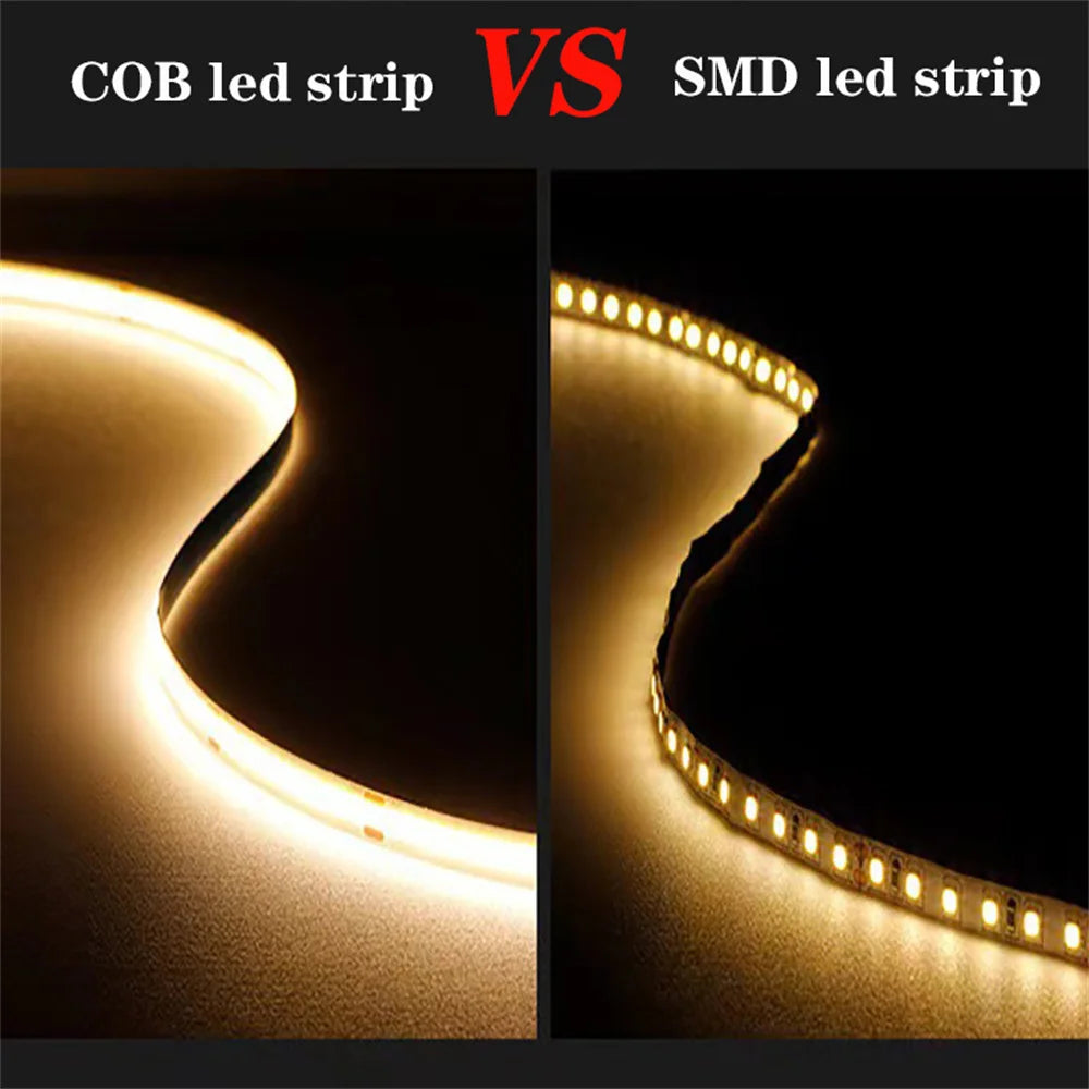 Striscia LED USB 5V COB con dimmer 3 tasti, bianco e caldo, flessibile