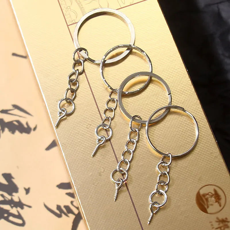 Metal Alloy Key Chain Rings Kit Metal Key Ring with Chain Jump Screw Pins Connector Accessories for DIY Jewelry Keychain Making