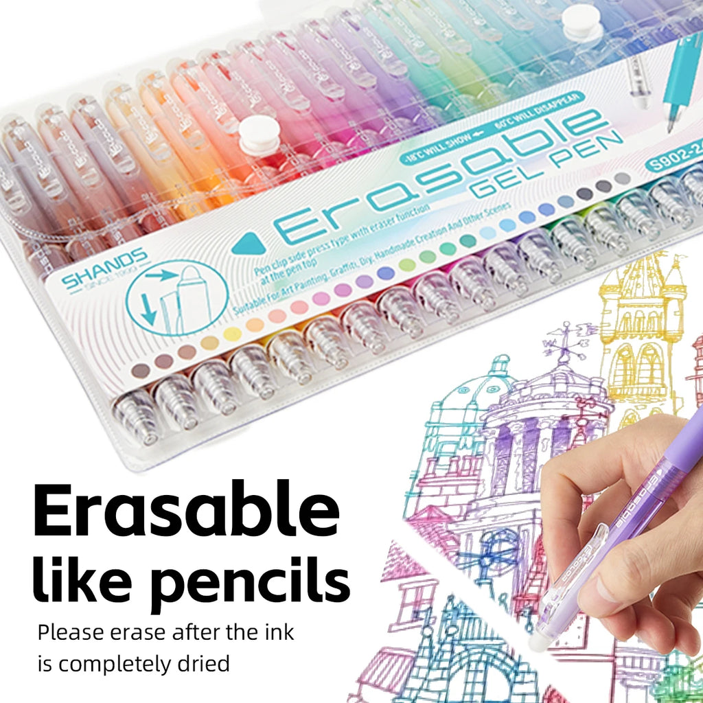 Set di penne gel retrattili 0.7 mm, 12/24/36 colori, cancellabili – per…