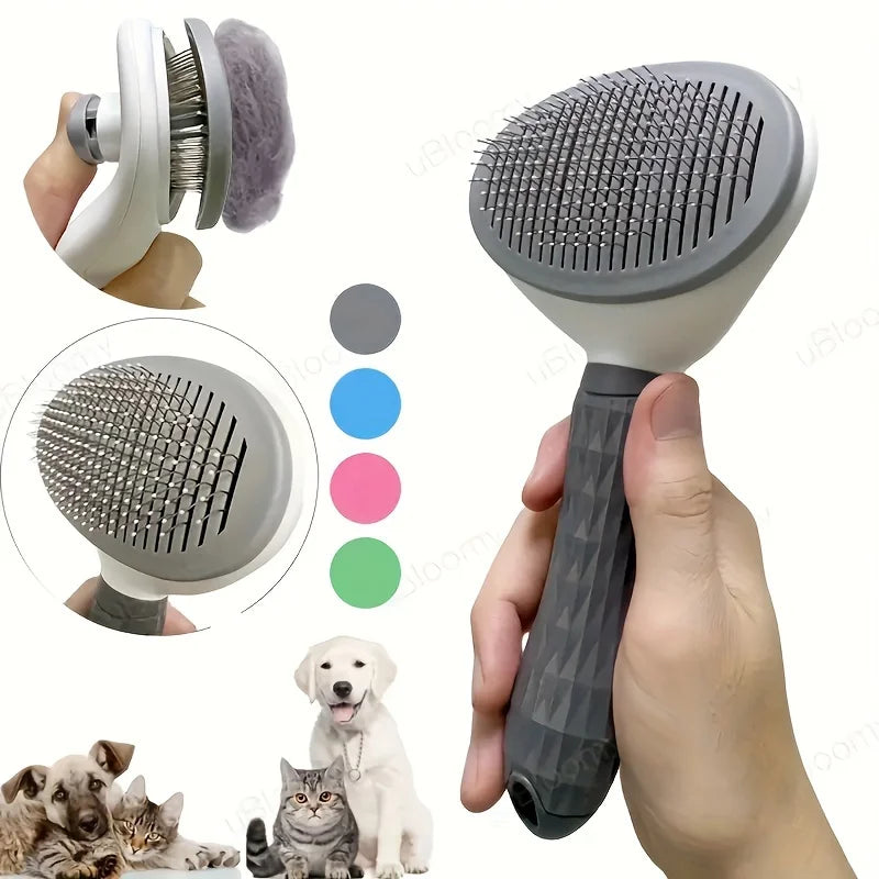 Pet Hair Removal Comb per Cani - Slicker Brush con Funzione Automatica