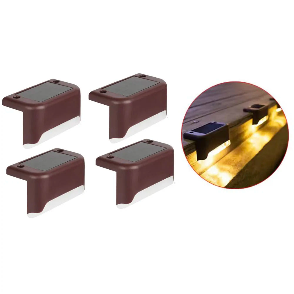 Set da 4 Luci Solari LED Impermeabili per Gradini, Recinzioni e Patio