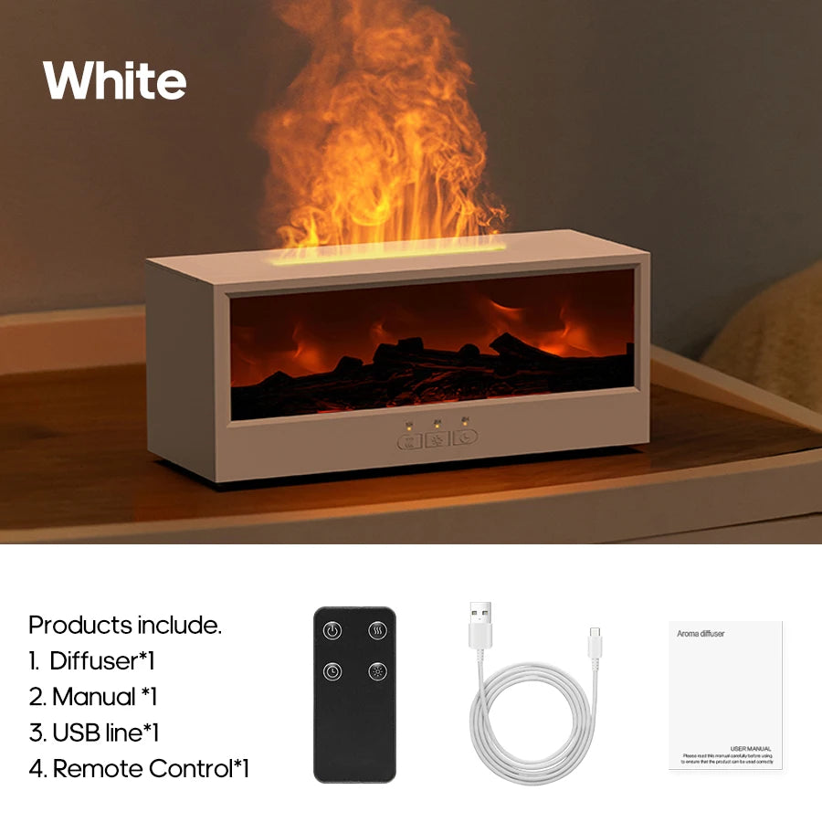 Diffusore Aroma Caminetto con Luci Colorate, Telecomando e Umidificatore 150 ml