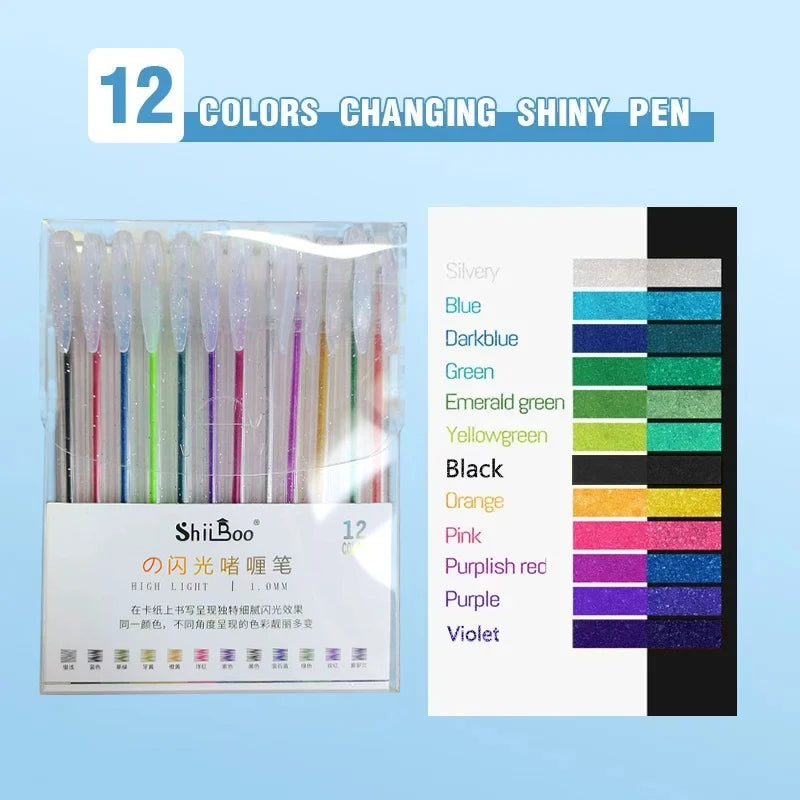 Set of 8-60 Metallic Glitter Gel Pens 1.0 mm Color Ballpoint Pen Book Card Long Lasting Writing Drawing Marking Coloring DIY Art