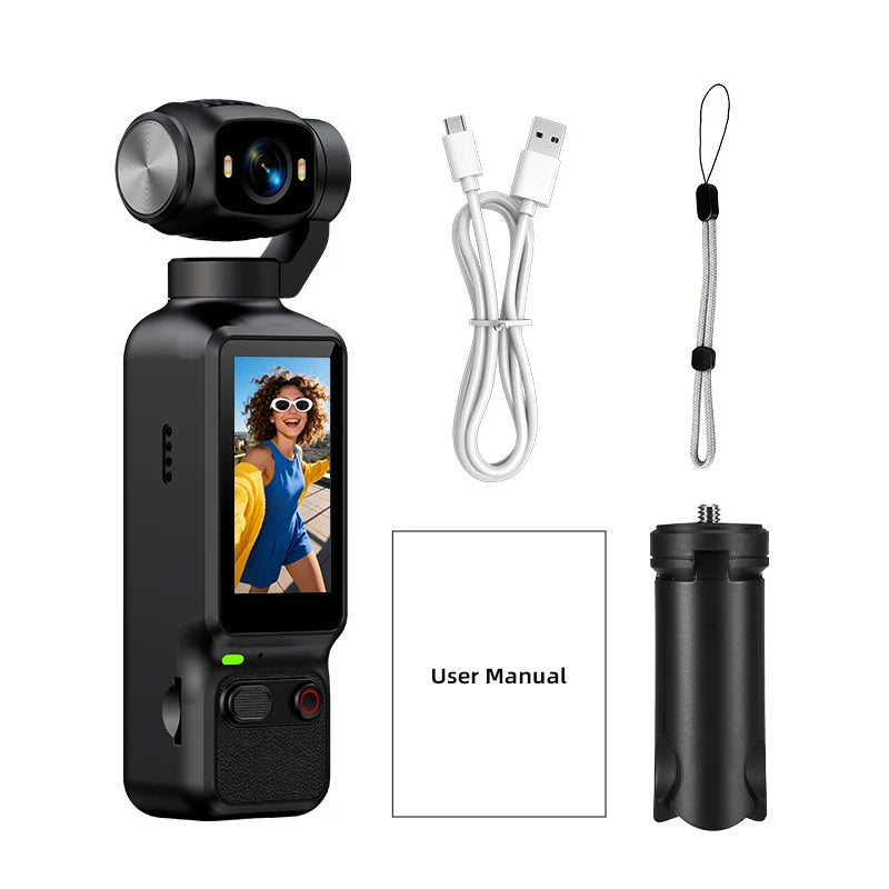 Action Camera 4K Rotante 180° con Schermo 1.97" e Batteria 1800mAh