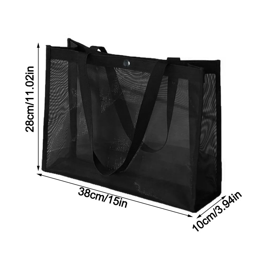 New Mesh Shoulder Bag Large Capacity Transparent Beach Bags Hollow Multifunctional Makeup Storage Bag Travel
