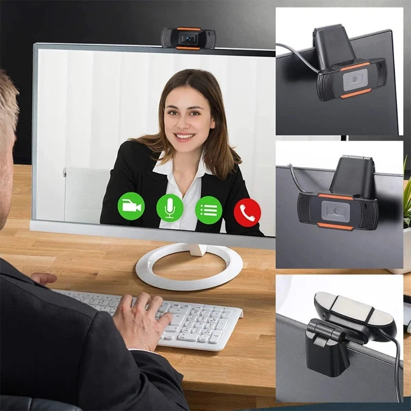 Webcam HD USB 1080p con microfono integrato e rotazione 30° per PC e laptop