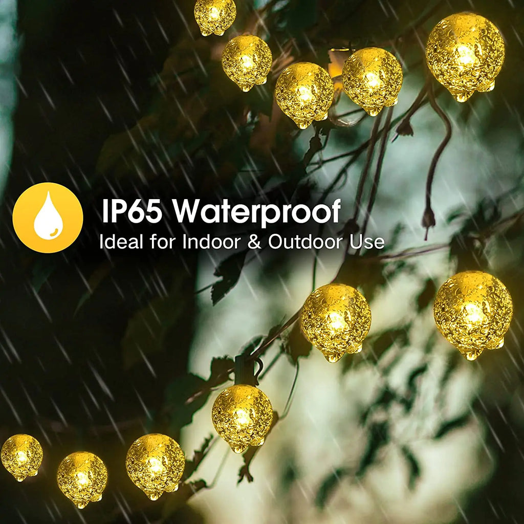 Luci a filo solari da giardino 200 LED globo cristallo, 8 modalità, impermeabili