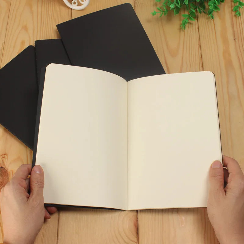 Set 5 quaderni A5, B5 e A4 con copertina kraft nera – 36 fogli