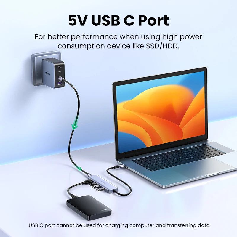 Hub USB‑C 4 porte USB 3.0 – Espansione veloce per MacBook, iPad e Android