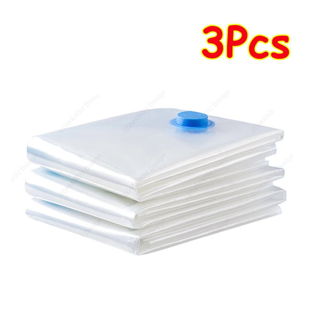 vacuum storage bags with hand pump – clear folding, space‑saving for clothes & travel