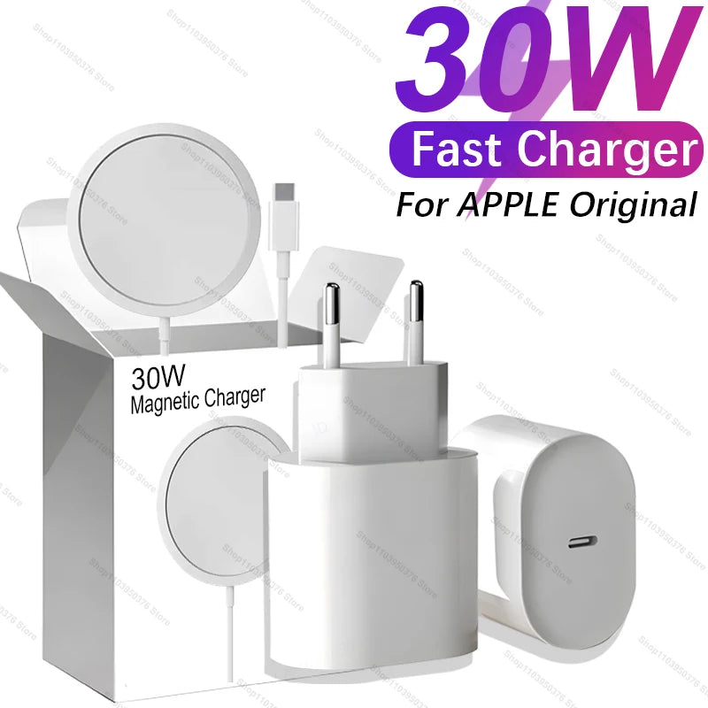 Caricatore Rapido 30W USB‑PD con Magnetico Wireless per iPhone 11‑16, Tipo C