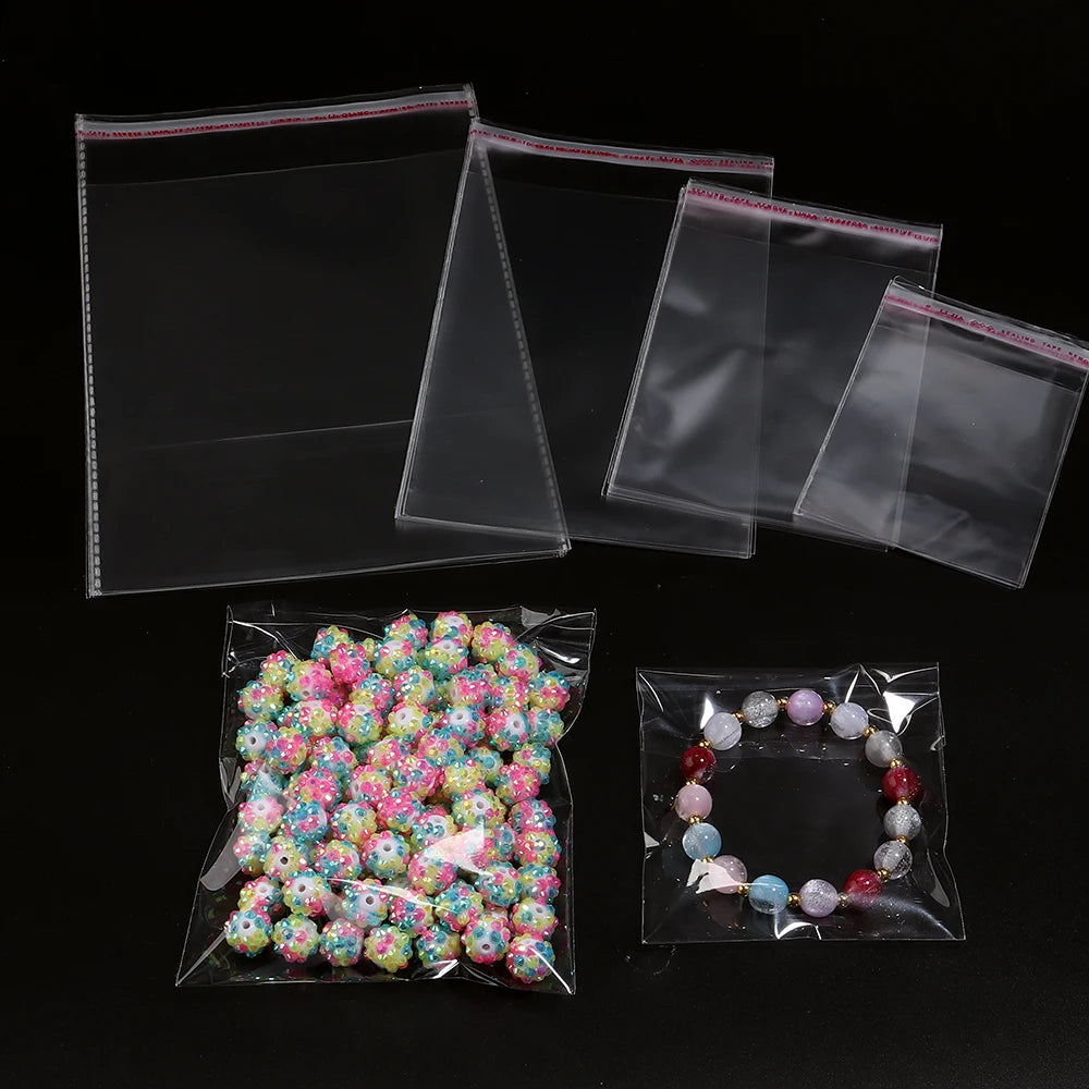 Sacchetti autocollanti trasparenti 100 pezzi per gioielli e confezioni regalo
