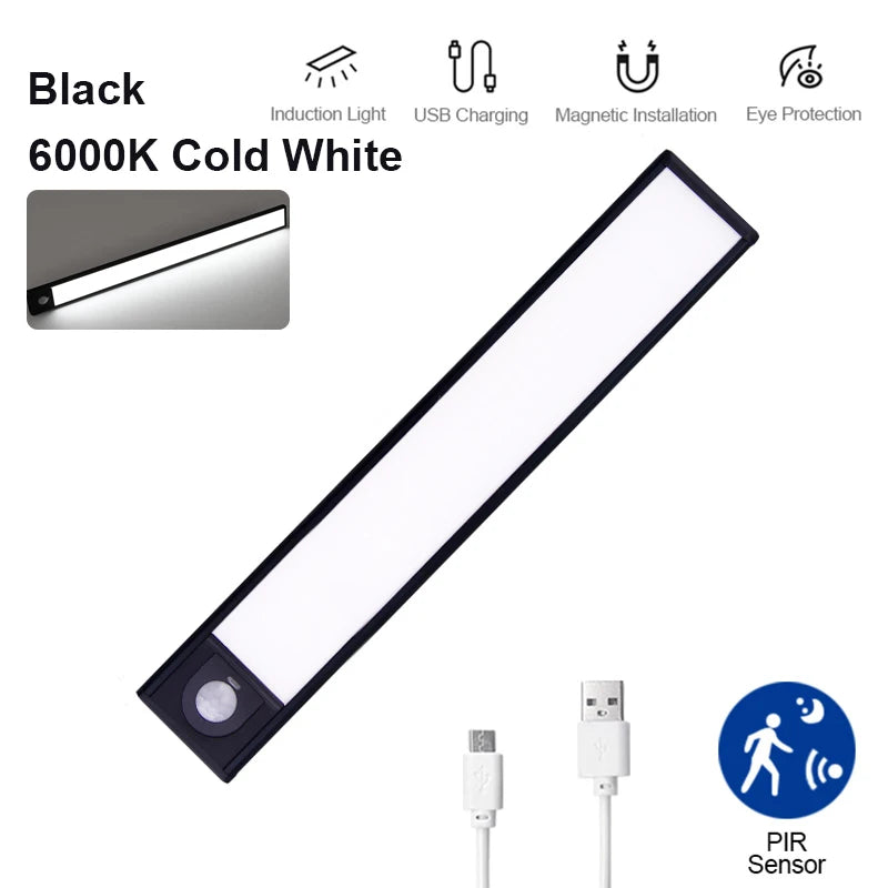 Lampada LED ricaricabile con sensore di movimento, 3 colori per armadi e cucina