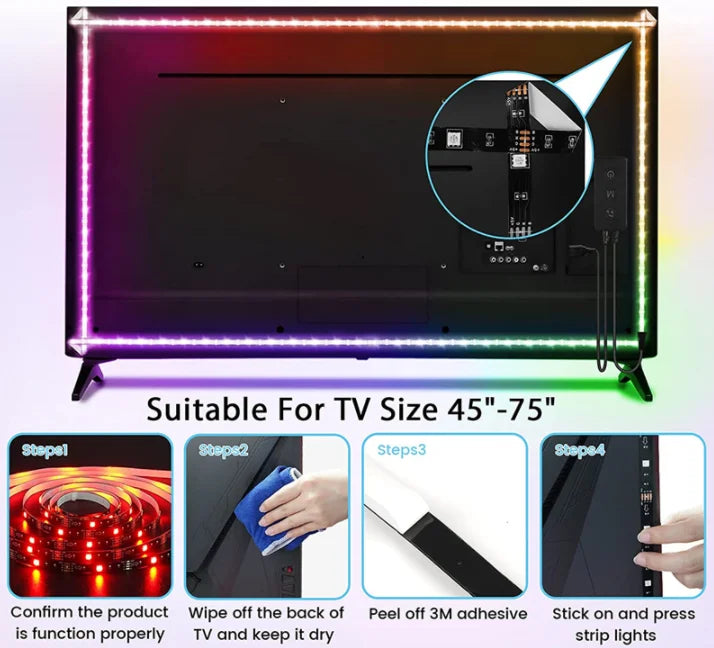 Striscia LED USB 5V 1‑5 m, colori multicolore, impermeabile, 60 LED/m
