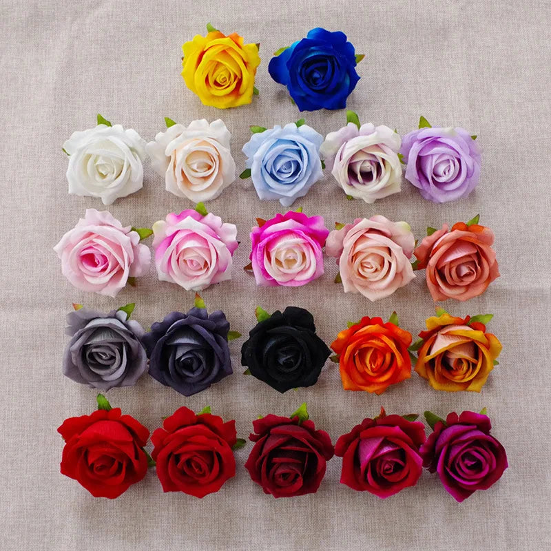 5/10/15/20 pcs 7cm Artificial Rose Flowers Head For Wedding Home Decoration Fake Flowers Rose Head DIY Wreath Supplies