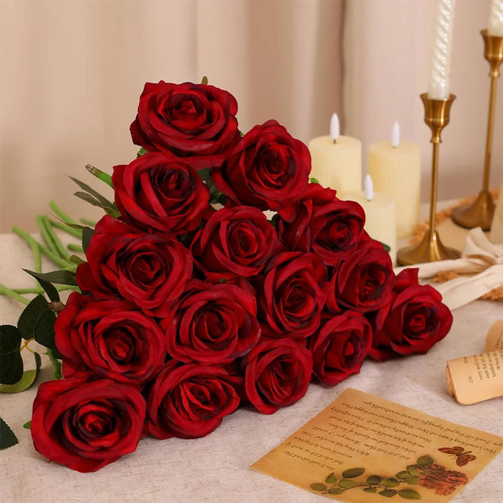 3/5/10/20pcs Roses Artificial Flowers Rose Flower Branch Artificial Red Roses Realistic Fake Rose for Wedding Home Decor