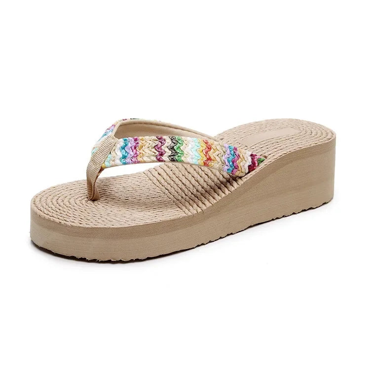 Infradito donna estive stile college con rafia, suola in sughero, taglia 42