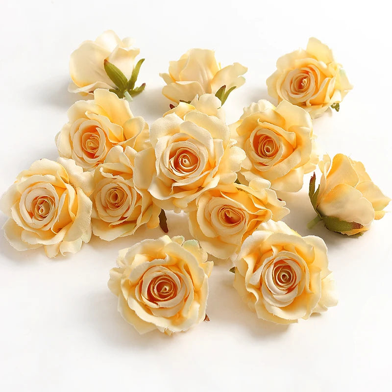 5/10pcs Rose Artificial Flowers Silk Fake Flower for Home Room Decor Wedding Decoration DIY Gift Wreath Candy Box Cake Ornament
