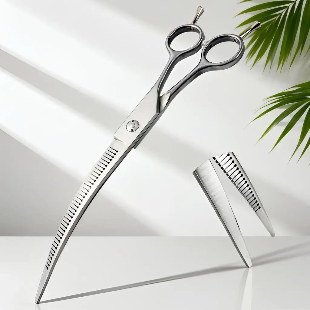 Wingsbro 8 Inch Dog Curved Drooming Scissors, New Style Pet Curved Thinning Scissors Curved Shark Scissors For Dog Hair Trimming