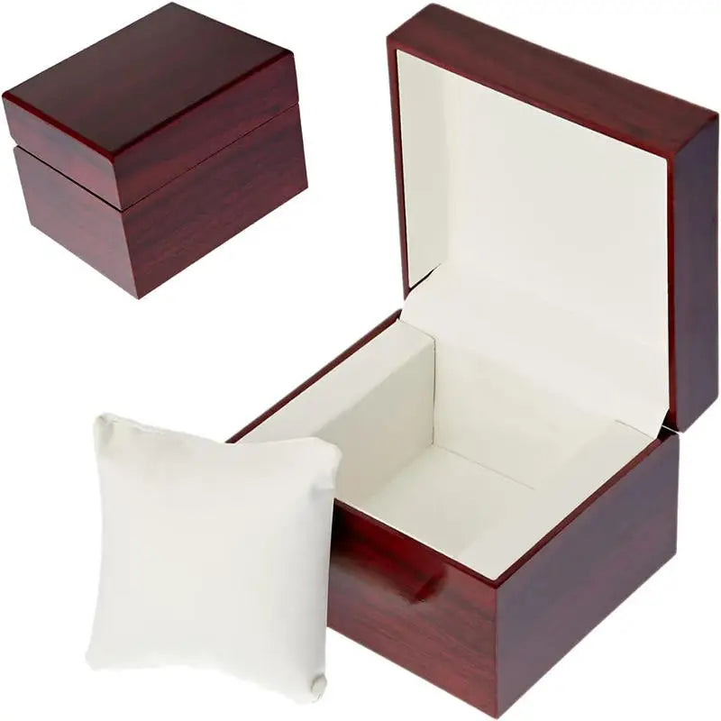 Luxury Wooden Watch Box with Display Pillow Jewelry Bracelet Case for Men Women Collector Storage Glass Top Gift Case