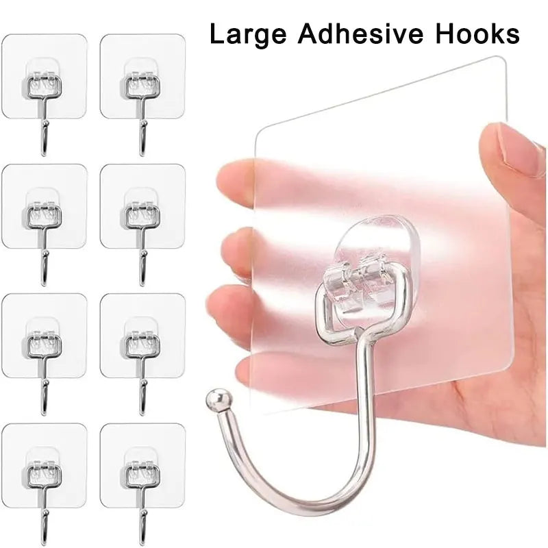 Ganci adesivi trasparenti, impermeabili, per bagno, cucina e casa – set da 10
