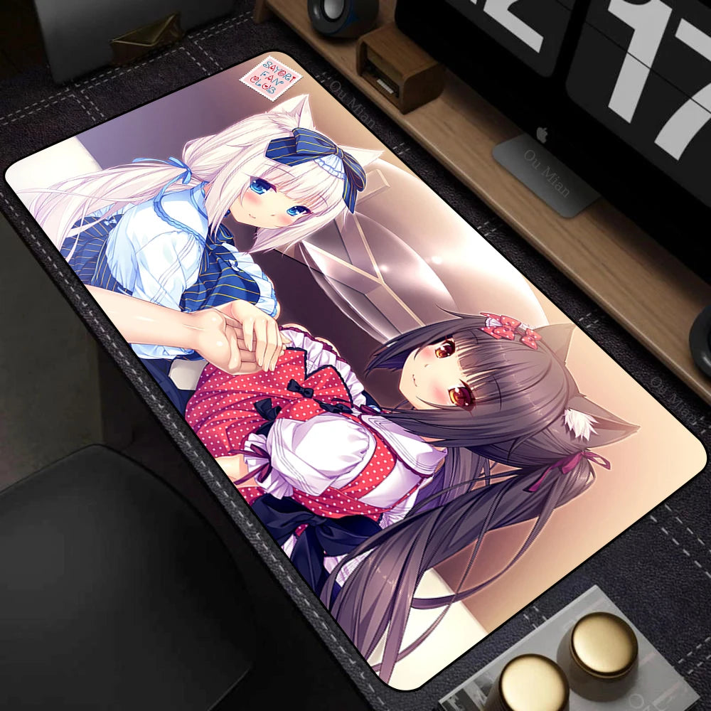 XXL Home HD Computer Desk Mats Mouse Pad Nekopara Mousepad Carpet Gamer Office Laptop Soft Mouse Mat Desktop Mouse Mats 90x40cm