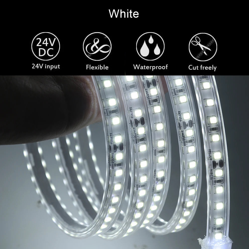 Striscia LED impermeabile IP67 12V/24V 2835, 120 LED/m, luce bianca, 1‑10 m