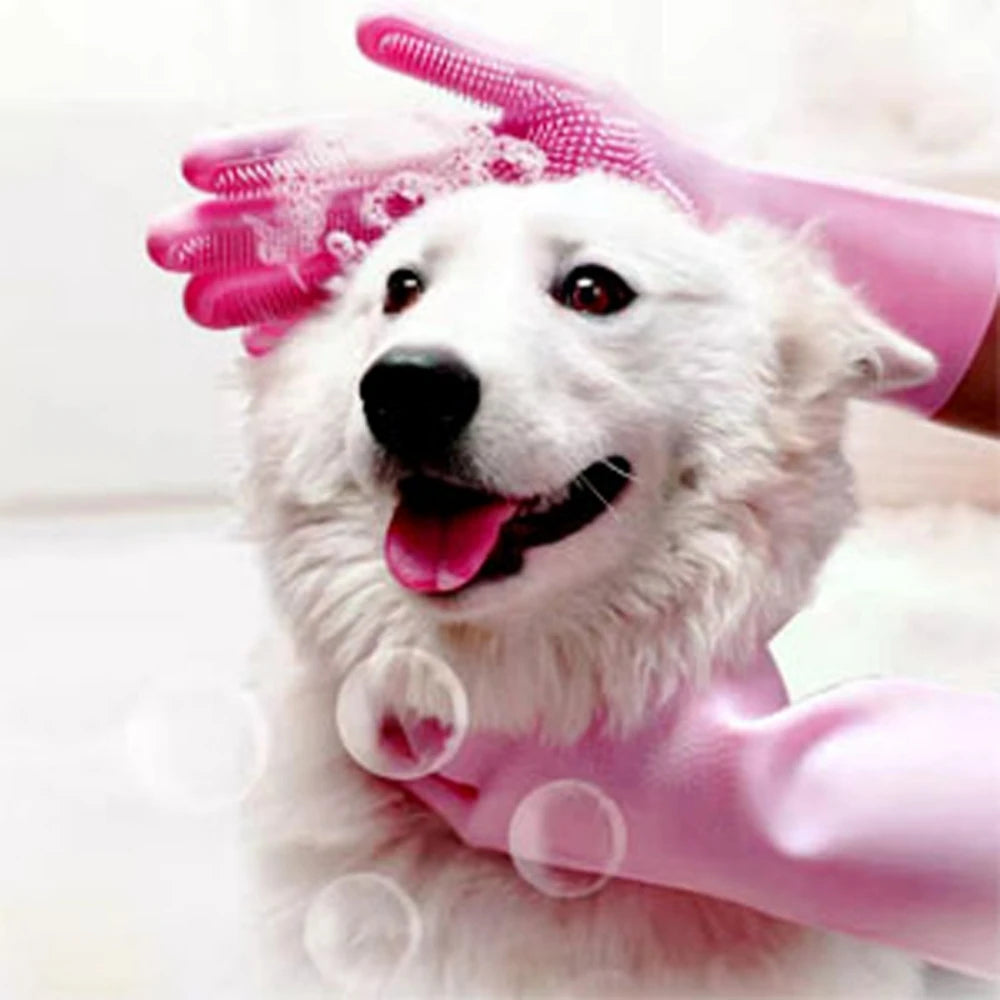 Guanti in silicone per toelettatura cani e gatti – pulizia e rimozione peli