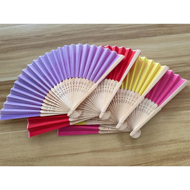 20-100pcs  Personalized Engraved Silk Hand Fan Wedding Fold Fan Vintage Fans Customized Wedding Favor