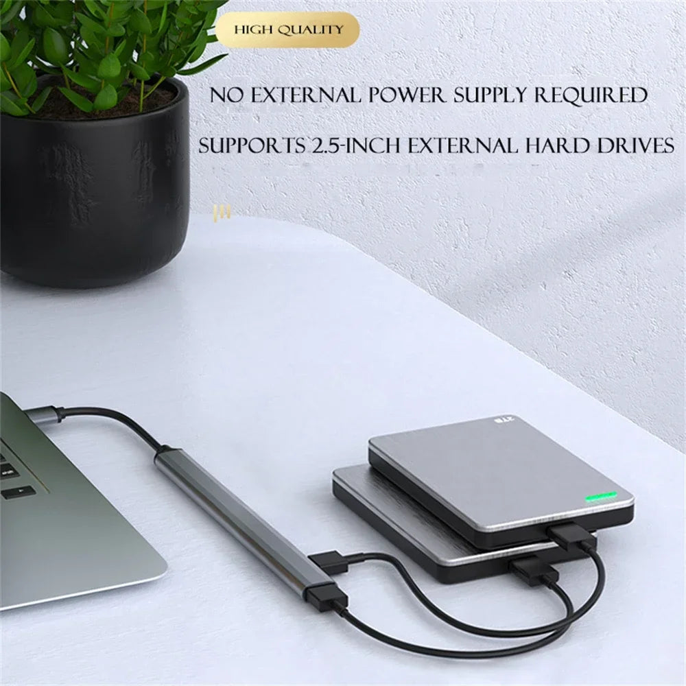 Hub USB 3.0 7 porte, alluminio, compatibile Type‑C e USB 3.0