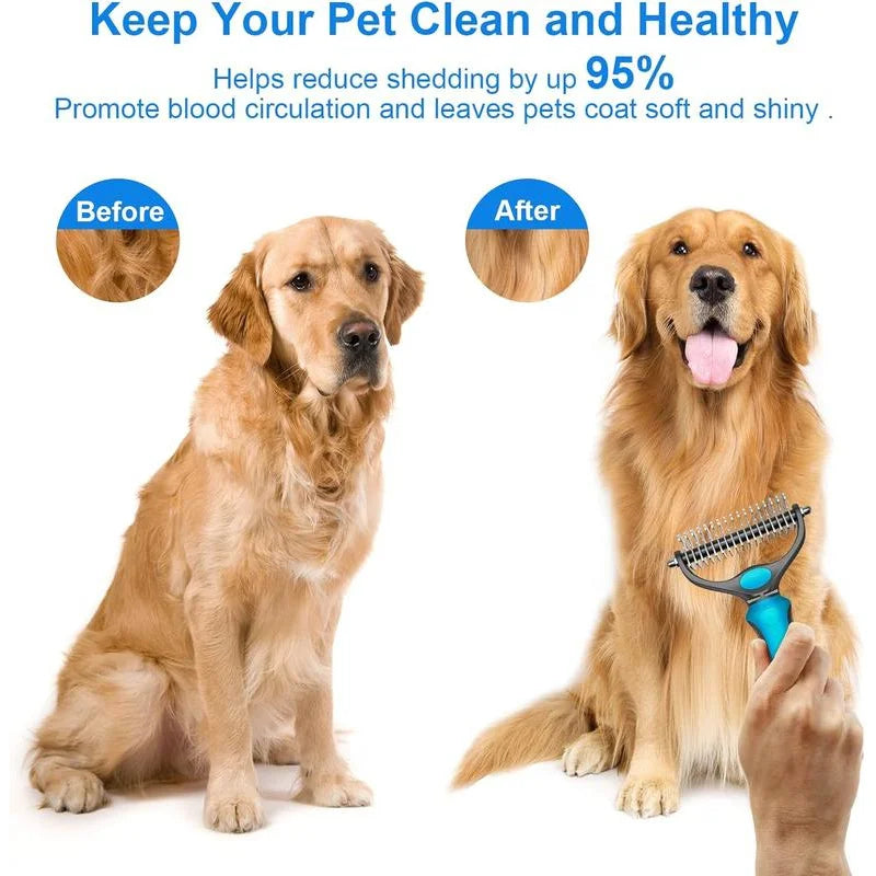 Spazzola 2 in 1 per cani e gatti – Rimuove peli, nodi e sottopelo