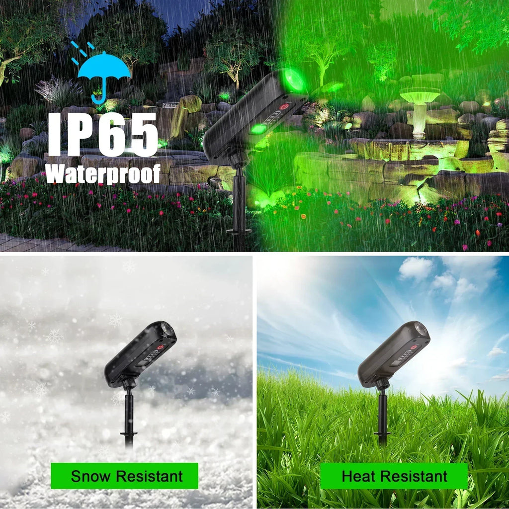 Spotlight solare 2‑in‑1 LED verde/calda IP65 per giardino e parete