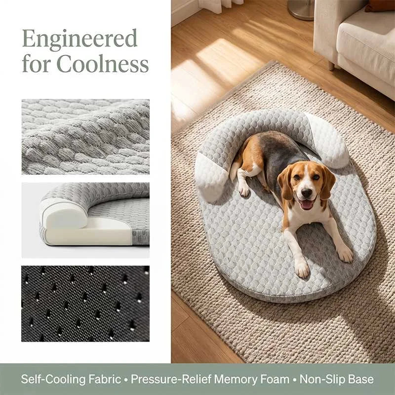 Summer Cooling Dog Bed Ice Silk Cat Mat Breathable Oval Pet Nest Heat Dissipation Pad for Small Medium Large Dogs And Cats