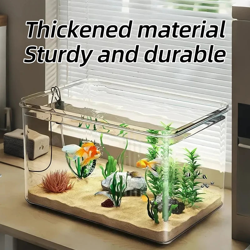 Aquarium transparent créatif de bureau pour décoration de maison ou de bureau, rectangulaire (cuve nue, sans décor ni pierres)