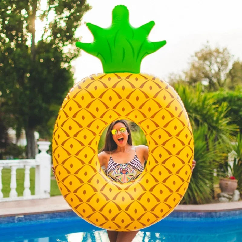 Ciambella Piscina Ananas con Schienale per Adulti e Bambini