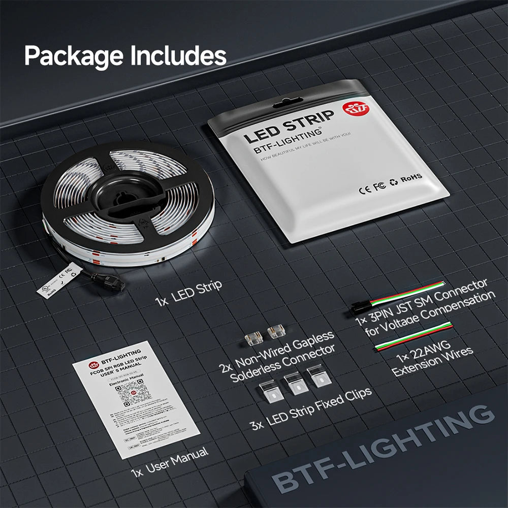 Striscia LED RGB FCOB SPI 720/630 LED per ambienti, 12V/24V, indirizzabile