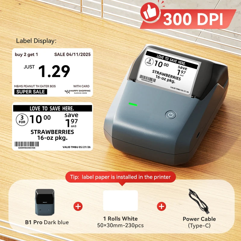 Stampante termica portatile B1 – Etichette adesive 2 pollici Bluetooth